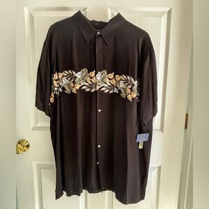 Croft & Barrow Black Shirt with Leaf Pattern New w/tags